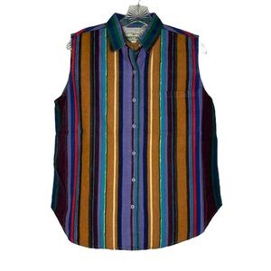 Vtg NWT Rosettes Striped Western Top / Sleeveless Button Down / Medium